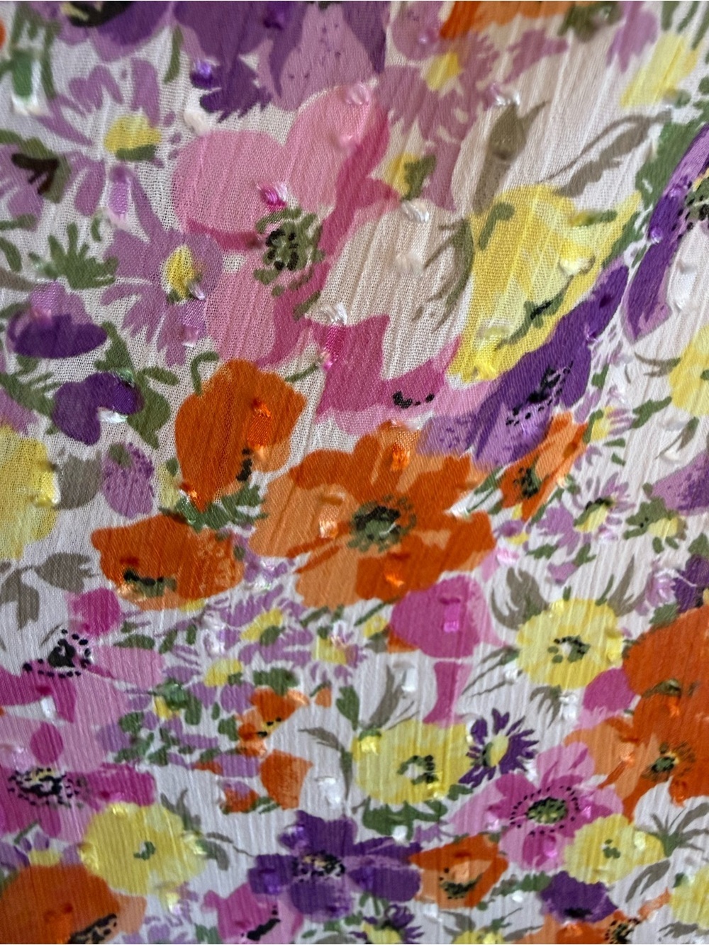Maison d’Amelie Floral Smocked Blouse Sleeveless Clip Dot Top XS - Picture 9 of 10